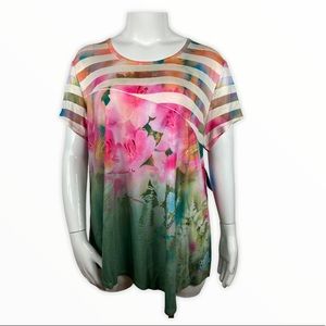 NWT Dawn Davis Art & Soul top w stripes/floral
